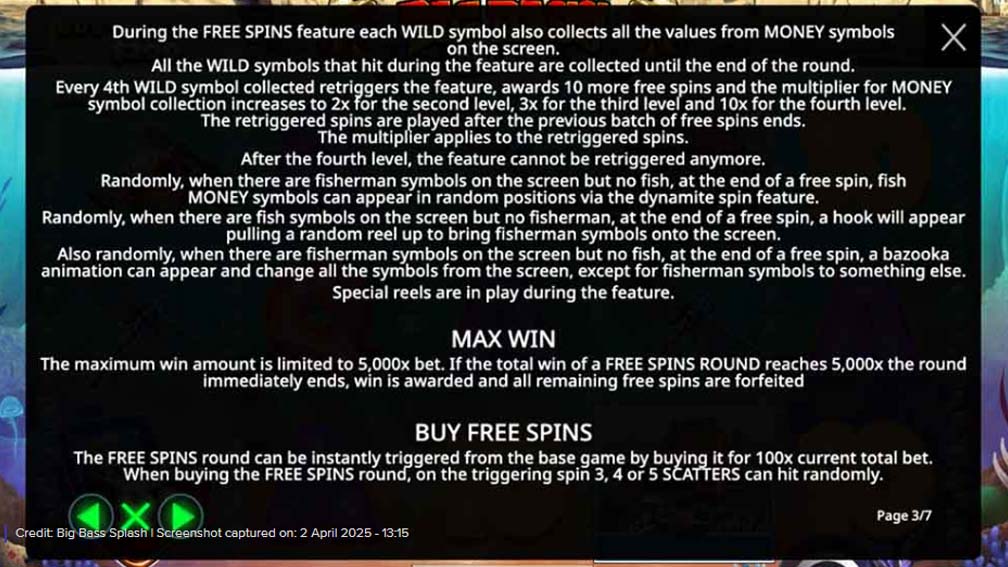 Big Bass Splash slot screenshot game rules 2