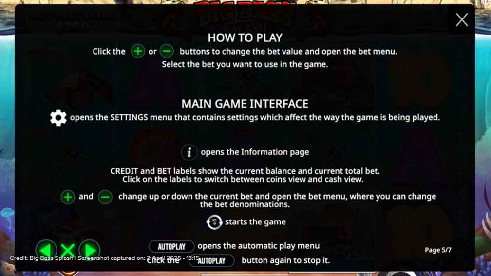 Big Bass Splash slot screenshot how to play