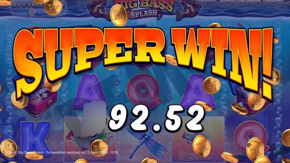 Big Bass Splash slot screenshot super win