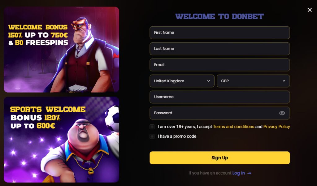 Donbet Casino Signup and Login