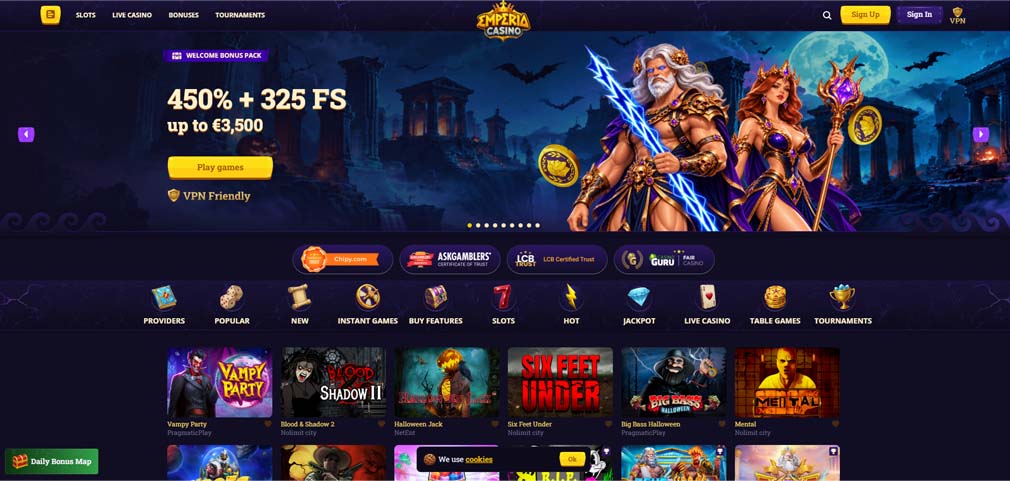 Emperia casino main screenshot