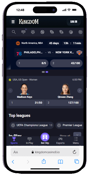 Kingdom casino mobile sportsbook screenshot