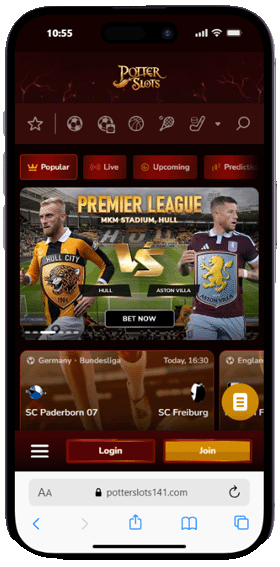 Potter Slots casino mobile betting screenshot