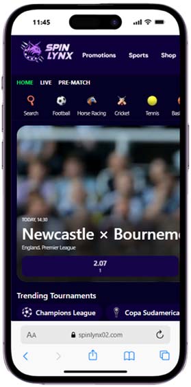 Spinlynx casino mobile betting screenshot