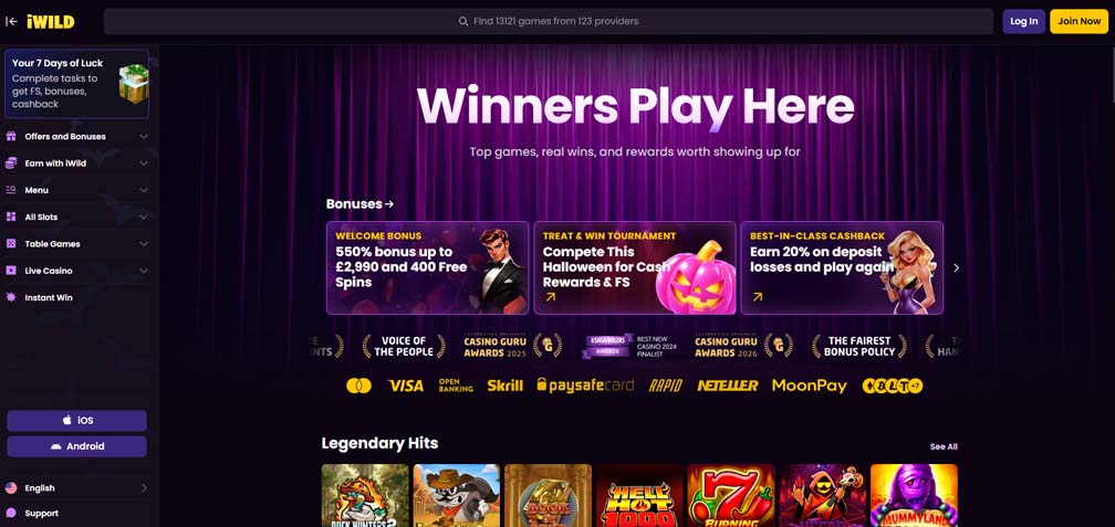 iWild casino main screenshot