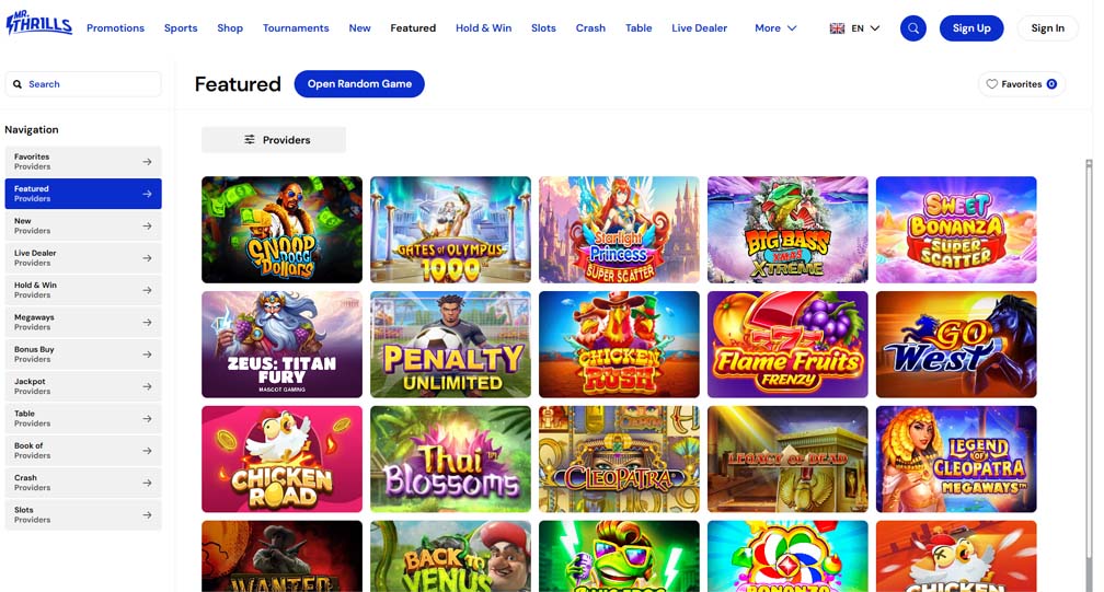 Mr thrills casino games screenshot