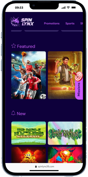 Spinlynx casino mobile screenshot