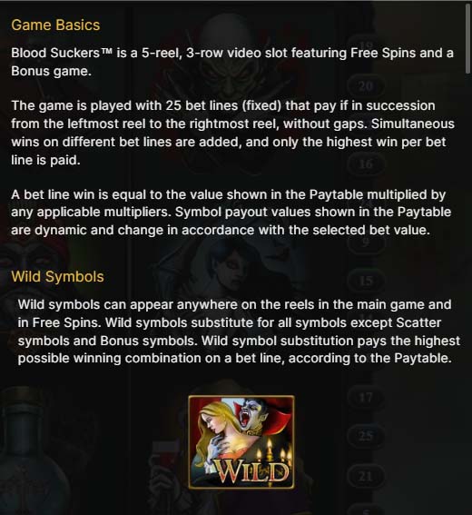 Blood Suckers slot screenshot how-to-play-&-wild