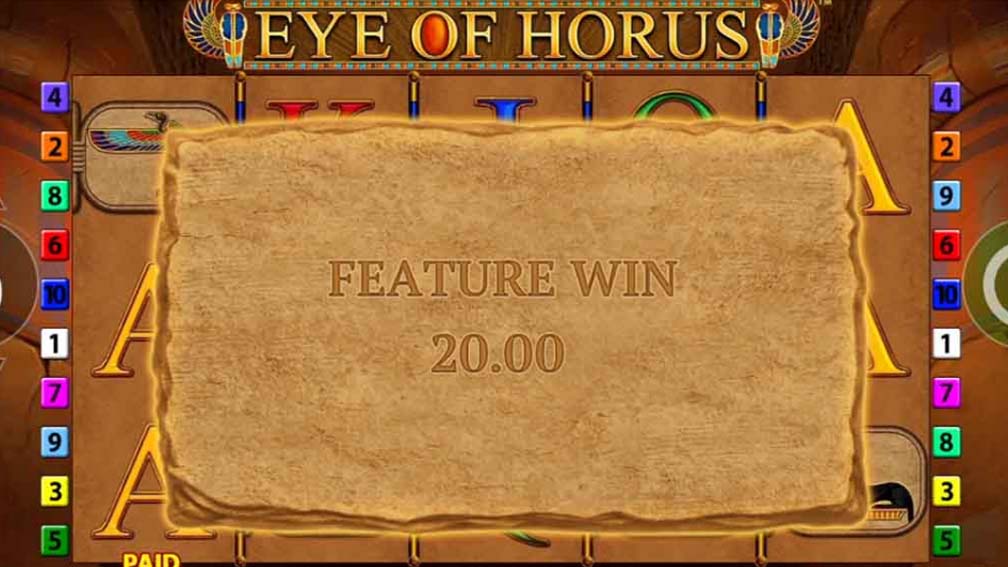 Eye of Horus slot screenshot feature win