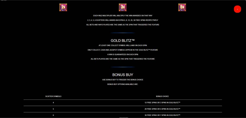 Gold Blitz slot screenshot bonus rules