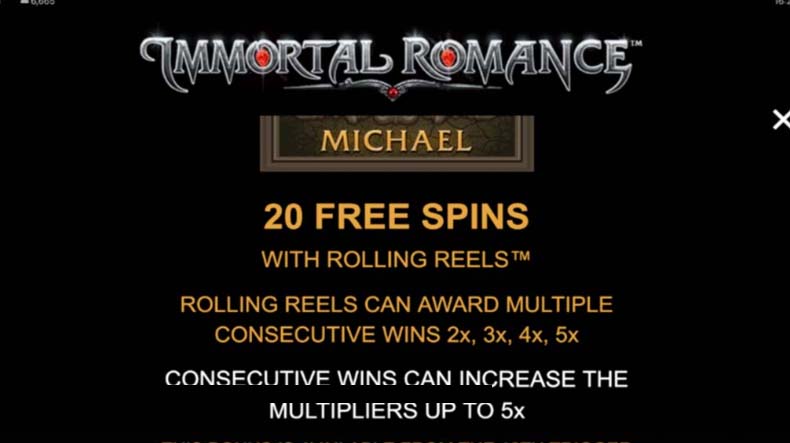 Immortal Romance slot screenshot bonus