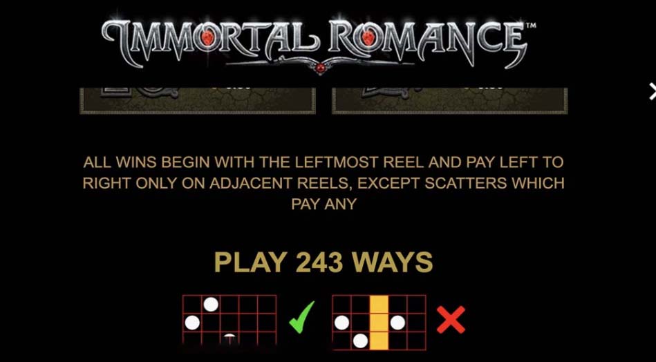 Immortal Romance slot screenshot game rules