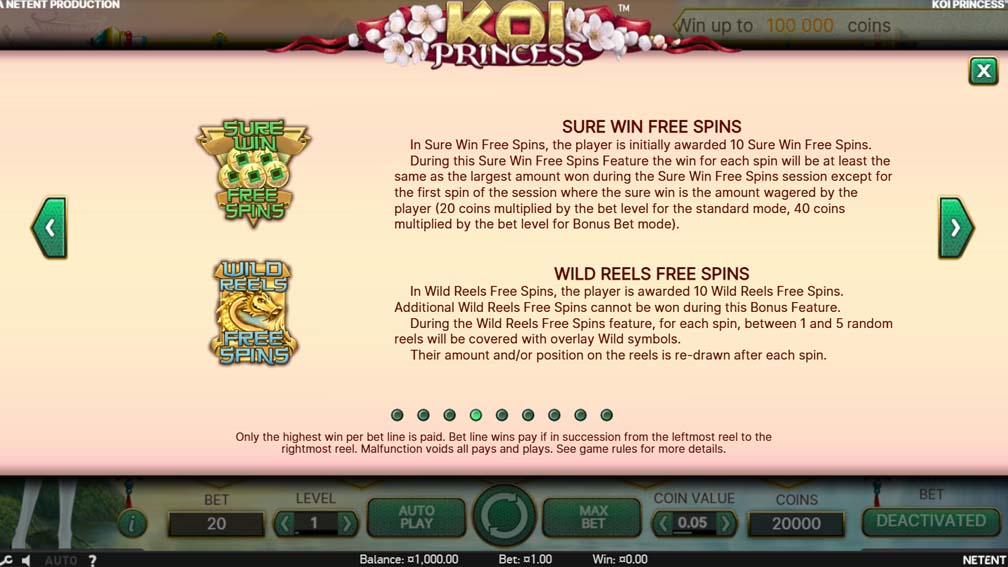 Koi Princess slot free spins bonus screenshot